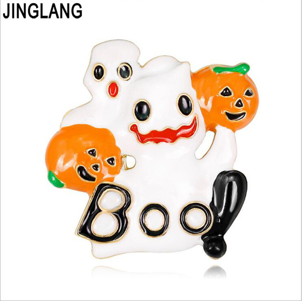 JIANGLANG The Nightmare Before Christmas Pumpkin Brooch Pin Fashion Punk Lover Statement Jewelry Accessories Halloween Gift