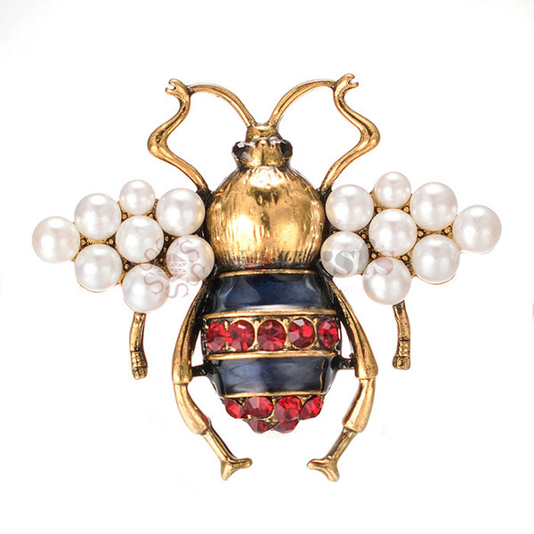 Yoursfs Trendy New Fashion Pearl Bee Brooches for Women Antique Gold Color Brooch Pin Vintage Style Jewelry High Quality Insect