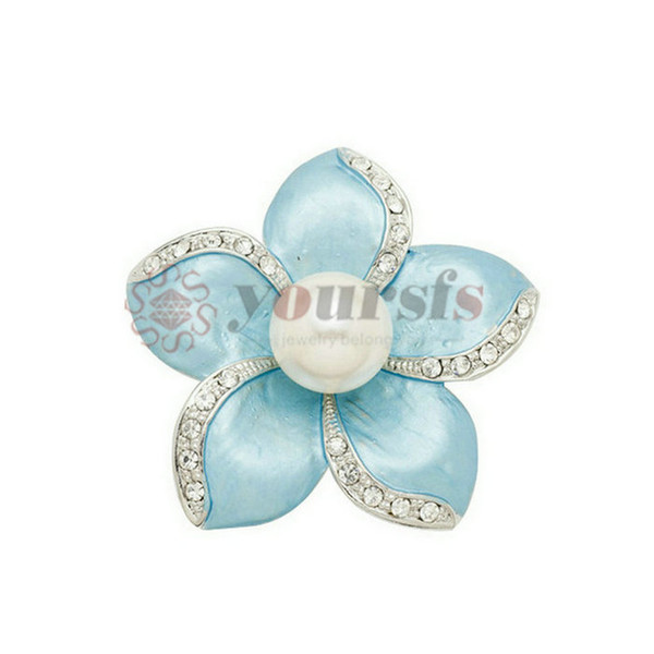 Yoursfs Luxury Brooches Fashion 18K Gold Plated Frangipani Pearl Brooch Pin For Corsage Rhinestone Flower Jewelry Brooches For Women 4 color