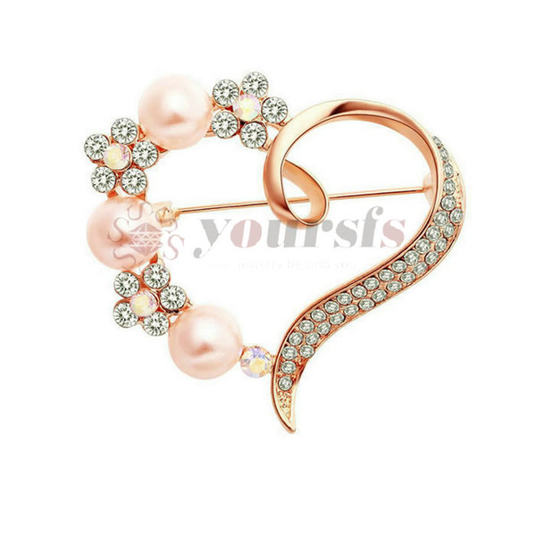 Yoursfs Heart Brooch For Women Cluster Micro Pave Clear Austrian Crystal Love Heart Brooch Pin BRX1038R1