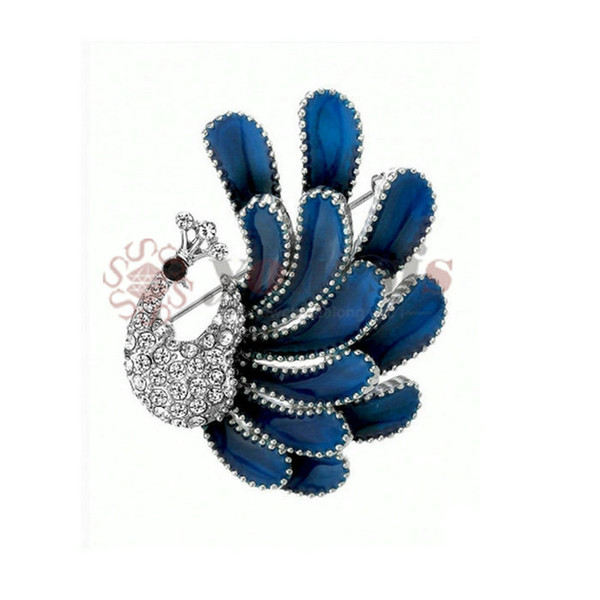 Yoursfs Fashion Women Jewelry Elegant Crystal Rhinestone Peacock Brooch Pin Cute Animal Brooches Scarf Buckle Wedding