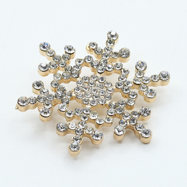 New Luxury Full Crystal Christmas Snowflake Brooches Gold/ Silver/ Rose Gold Color Alloy Rhinestone Brooch Pin Jewelry Women