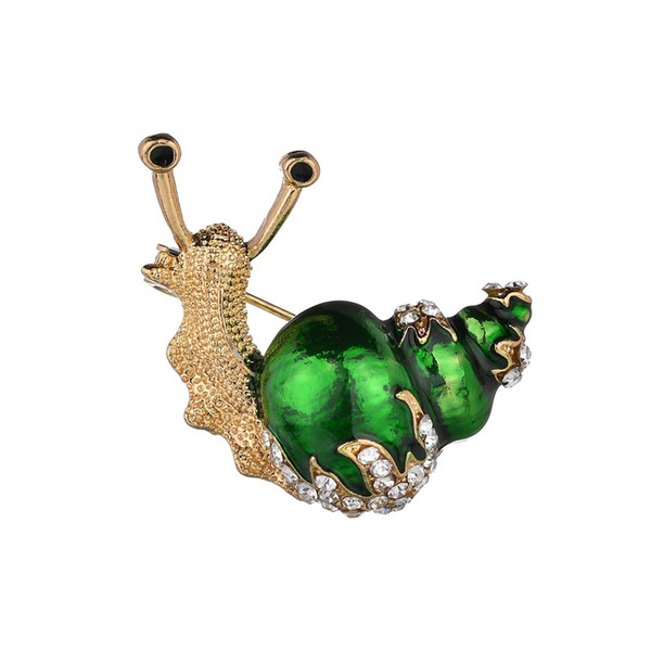 Fashion White Green Yellow Enamel Snail Brooches Women Men Vintage Hijab Pins Shiny Jewelry Accessories Bijoux Crystal Brooch