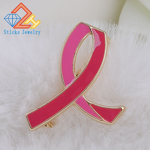 Fight AIDS Alloy Enamel Brooch Pink Ribbon Factory Direct Promotional Gifts Free Shipping to Prevent Breast Cancer