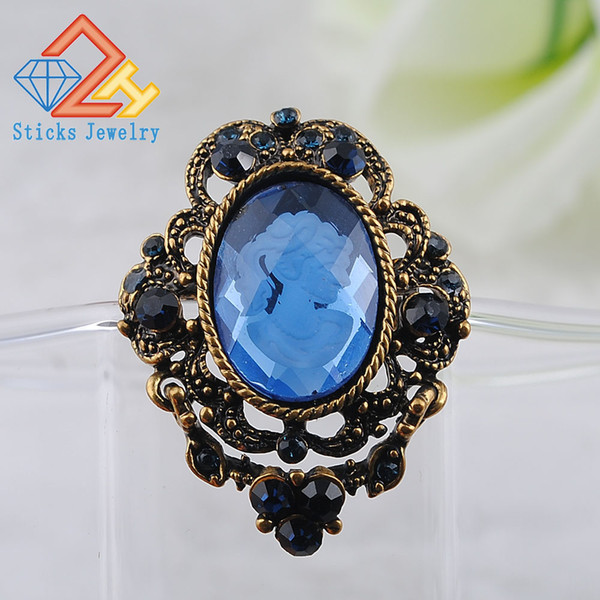 Classic retro style alloy brooch jewelry beauty head brooch glass factory direct free shipping