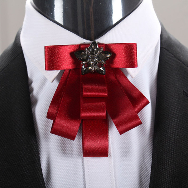 Mens silk bow neck tie/red groom wedding decoration/handmade kpop fashion High quality suit accessories/broschen/broszka/broszki