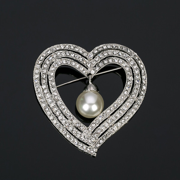 New Fashion pear big Brooch for Women Austrian Rhinestone Brooches Heart shaped Wedding Party Accessories BR007