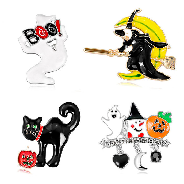 New Arrival Halloween brooches 2018 Fashion Jewelry 4 Styles Ghosts Witches Brooch Pins For Women Gifts