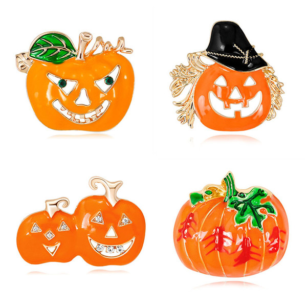 Halloween brooches 2018 New Arrival Paint Pumpkin Brooch Pins For Women Gifts 4 Styles Fashion Brooch Jewelry