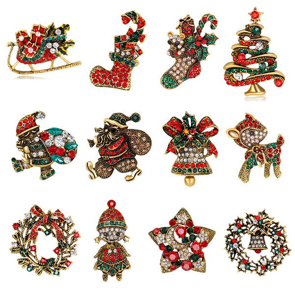 Christmas Brooches New Arrival Rhinestone Crystal Brooches Jewelry 21 Styles Brooch And Pin Clothes Decor Christmas Gifts