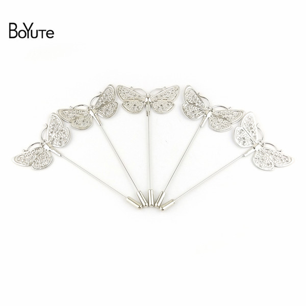 BoYuTe 20Pcs Pin length 75mm Rhodium Plated Butterfly Base Lapel Pin Fashion Brooch Pins Jewelry Accessary