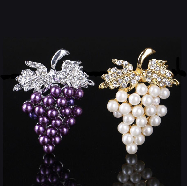 Women Charms Rhinestone Crystal Wedding Bridal Grape Brooch Pin Jewelry