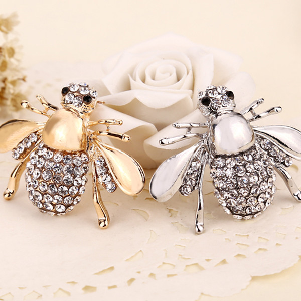 2018 New High Quailty Fashion Rhinestone Animal Brooch Jewelry Lovely Alloy Bee Brooches Pins Accessories For Women ZJ-0903265