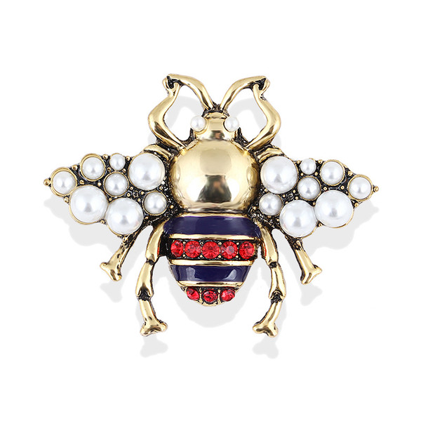 Pearl Alloy Bee Brooches Unisex Insect Brooch Pin Women Men Jewelry Crystal Small Badges Fashion Ladybug Jewelry Pin Brooch Accessories Gift