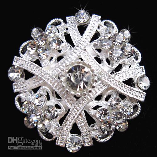 Exquisite Flower Silver Brooch Clear Crystal Diamante Rhinestone Flower Pin Brooch Wedding Bridal Bouquet Brooch Lady Corsage Breastpin B635