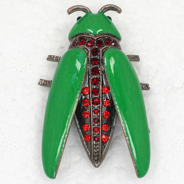 Wholesale Trendy jewelry gift Crystal Rhinestone Enamel Insect Bug Pin Brooch C555