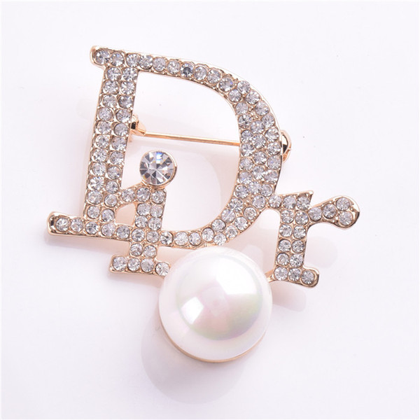 Cute Letter Brooch Pins For Women Jewelry Dress Clothing Pins Rhinestone Exquisite Bling Bling Suit Brooch For party Festival Gift Brooch