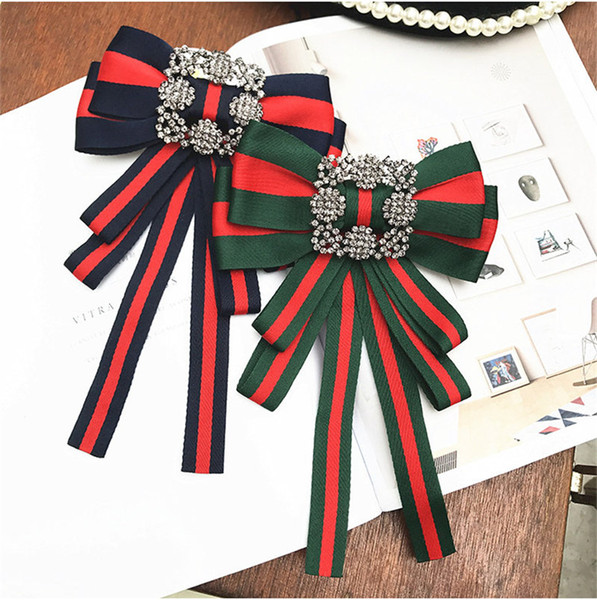 fashion luxury brooch Big Bow bowknot rhinestone Brooches For Women Pin 2018 designer Brooches jewelry Shirt Collar Accessories