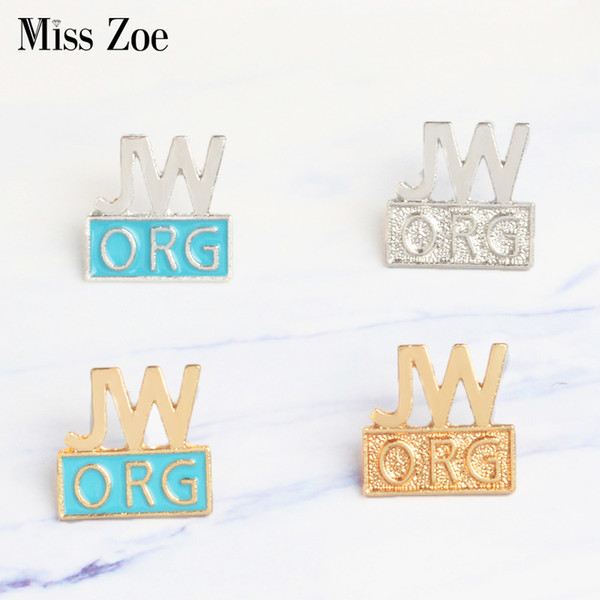 Miss Zoe JW. ORG Emaille pin Blauw goud zilver Jehovah's Getuigen Broches Gift Denim Jeans Pin Badge Knop Revers pin voor Kleding cap