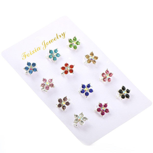 Muslim Hijab Pins Brooches 12PCS Beautiful Flower Crystal Rhinestone Brooches Safety Scarf Pins Mixed Color