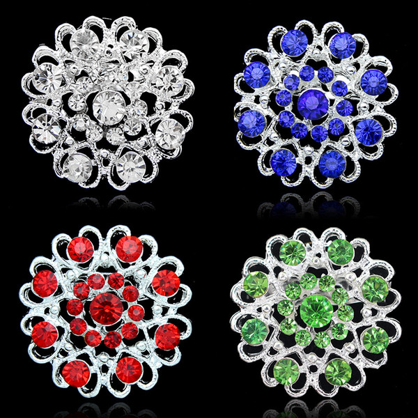 Rhinestone Crystal Heart Flower brooches Pins Bouquet Brooch Collar pin corsage women men Wedding jewelry Christmas Gift Drop Ship 170265