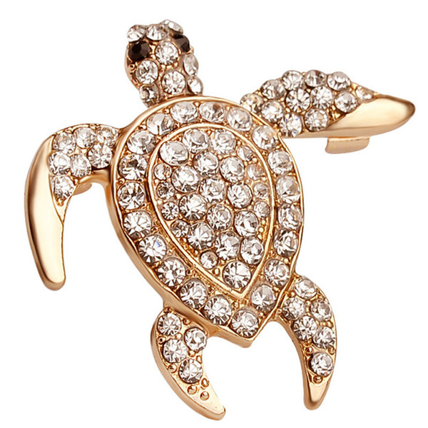 Bling Full Zircon Swimming Turtle Brooch Badge Collar Pin Jeans Sweater Brooches Chest Pin Silk Scarf Pins Breastpin Jesery Overcoat Jewelry