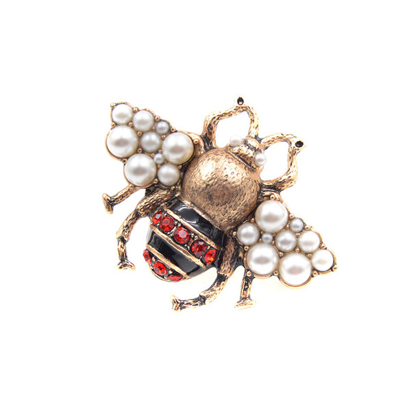 New fashion pearl bee beetle brooch lady antique gold breast pin pin retro style jewelry AAA quality insect wholesale