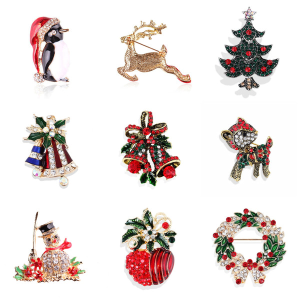 Christmas Brooches Gifts for the New Year Nice Winter Brooch Pins for Women Jewelry Rhinestones Brooches