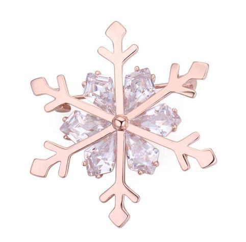 Brooches Wholesale Gift Fashion Women Luxury High Quality Zircon 18K Gold Plated Snowflake Pins Jewelry Wholesale Free Shipping TB001