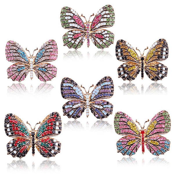 Butterfly Brooch designer Brooches Multi Color Rhinestone Crystal Pins Vintage Fashion Women Wedding Bridal Garments Clothes Pins