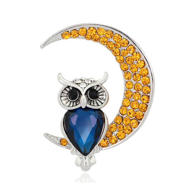 New Arrival Moon Owl Brooches Wedding Bouquet Wedding Hijab Garment Bag Hats Pins Up Buckle Femininos Brooch Game Bijoux