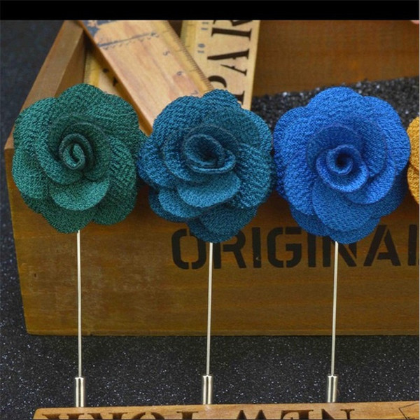 30pcs/lot Handmade Fabric Brooch Wedding Brooch Bouquet Gentlemen Fashion Camellia Flower Brooches for Men Women Suits Lapel Pins