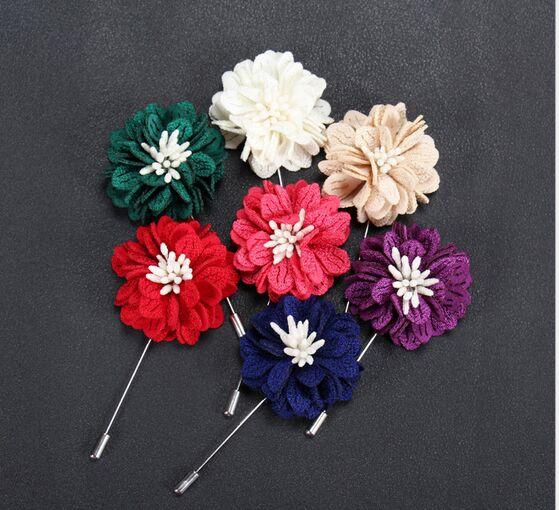 New Brand Multicolor Long Style Flower Fiber Brooch Fashion Men's Suits Decoration Brooches Pins Jewelry Accessories