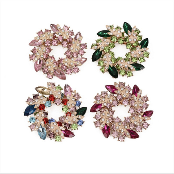 High-grade smart wreaths shaped brooches with rhinestone-studded bauhinia shaped brooch for woman and girl free shipping