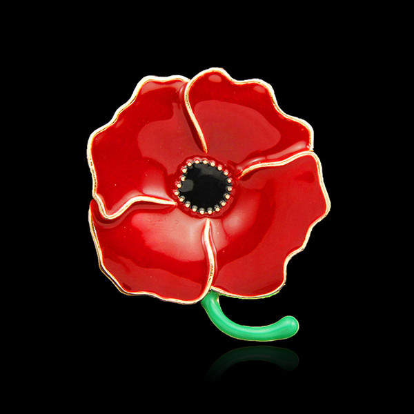 Red Poppy Flower Metal Remembrance Big Brooch Pin Badge For Women Girl Men Boy UK Remebrance Day Gift DHL free shipping