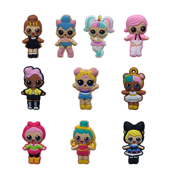 MOQ=25PCS Girls Doll PVC Cartoon Figure Icon Brooch Pins Badges Cute Pin Button Badge Pinbacks School Bags Clothing Caps Fashion Accessories