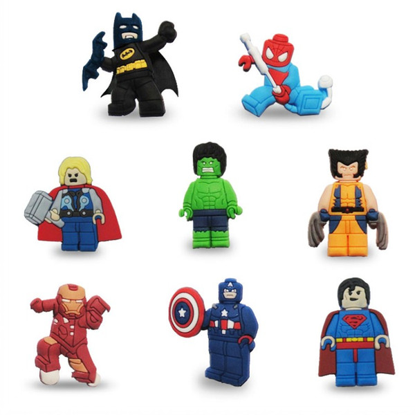 MOQ=25PCS Super Hero Hot Moive PVC Cartoon Figure Icon Brooch Pins Badges Cute Pin Button Badge Pinback School Bag Clothing Cap Decoration