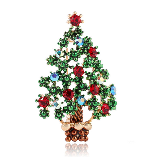 Jewelry exquisite suit Christmas tree pin Europe and the United States retro individuality creativity inlays the diamond Christmas brooch fo