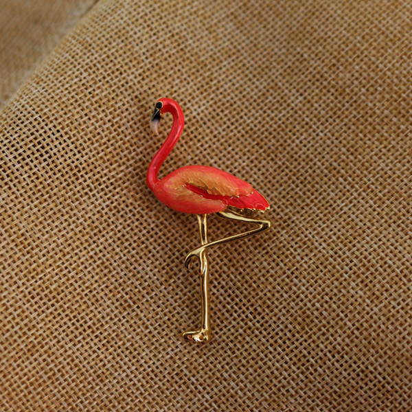 Pin brooch brooch bespoke Japanese and Korean fashion style enamel flamingo temperament 100 tie shawl women's chest decoration direct sales