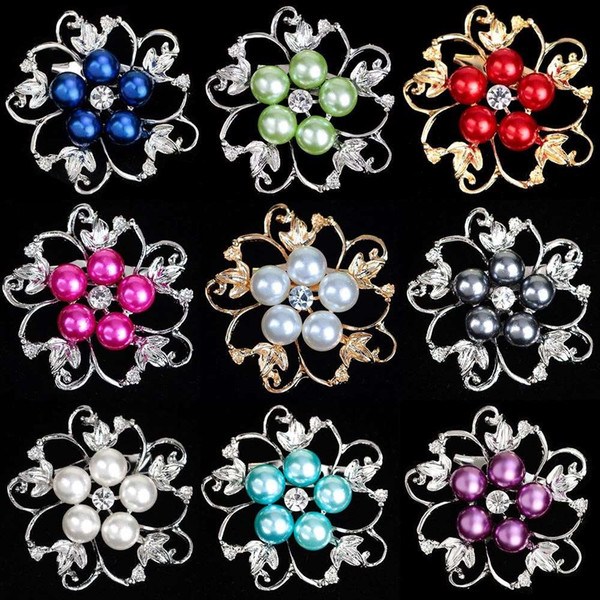 IN STOCK! Free DHL 9 styles ladies brooch clothing popular alloy diamond colorful pearl brooch fashion jewelry gift party party gifts