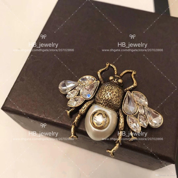 Popular fashion brand High version Bee brooch for lady Design Women Party Wedding Luxury Jewelry With for Bride Whit BOX..