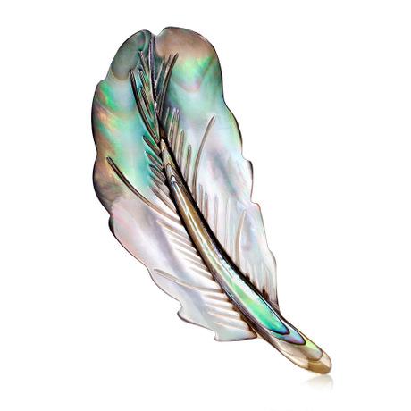 Hot Sale and Brand New Natural Abalone Shell Brooch American and European Temperament Go With Feather Lady Corsage