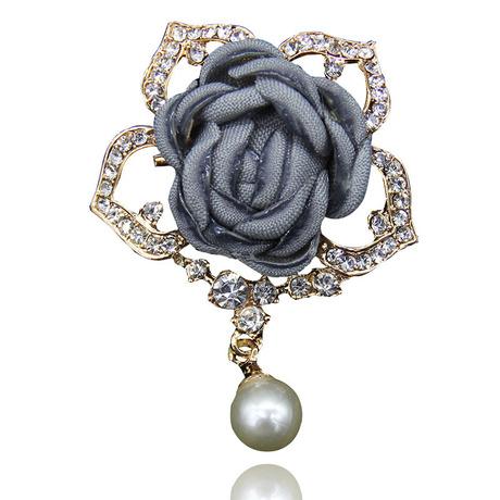 New Korean Version of Flower Brooch Maoyan Lady Cloth Pearl Set Diamond Alloy High-grade Pin Wholesale