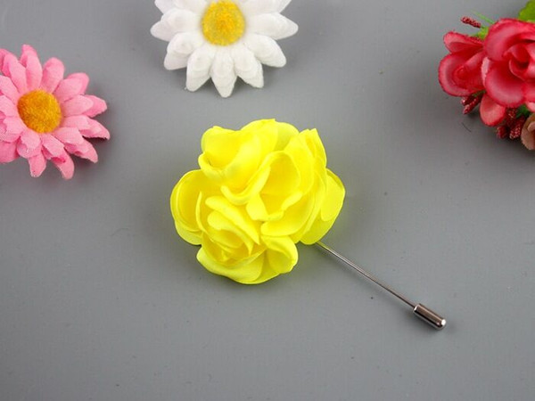 Artificial Flower Suit Brooches Handmade Flower Boutonniere Stick Brooch Pin Mens Accessories Men Lapel Pin Brooches Wedding Bridal Corsage