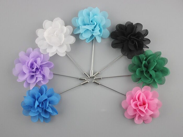 Handmade Boutonniere Stick with Chiffon Flowers for Gentleman suit Men Accessories Price Cheap Fashion Flower Brooch Lapel Pins