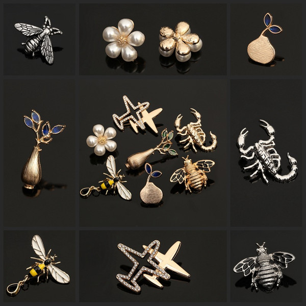 Vintage Cute Airplane vase green leaf bee pearl flower scorpion Brooch Pins Insect Brooches For Men Women Clothes tie Pin Fashion Jewelry