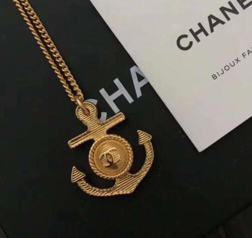 New Luxury Brand Letters Logo Design Necklace 18K Gold Boat Anchor Pendant Necklace Clavicle Chain For Women Charm Jewelry Gift