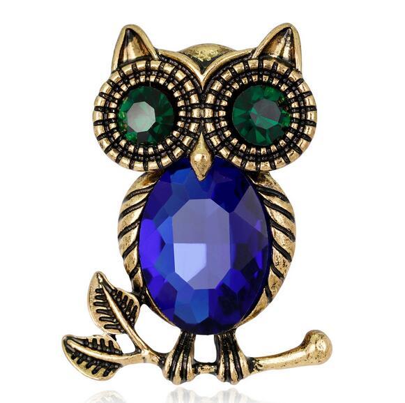 Luxury Animal Owl Brooches High Quality Crystal Gemstone Corsage Lapel Pins Scarf Buckle For Women Girl Party Jewelry Clothing Acessories