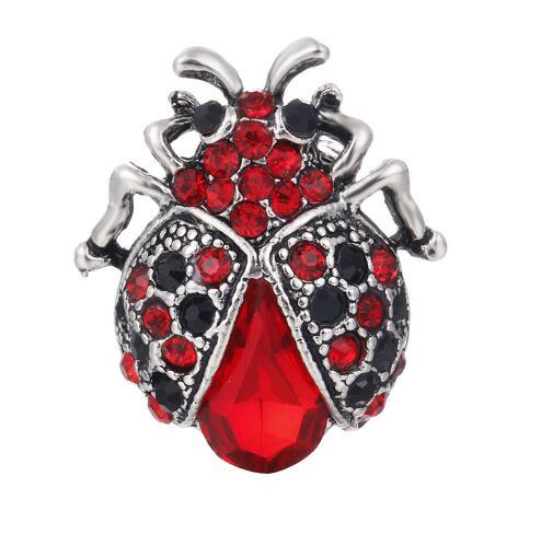 High Quality Crystal Insect Ladybird Lapel Pins Brooches Red Rhinestone Collar Pins Broach Brooch For Women Girl Suit Accessories 2.6*2.3cm