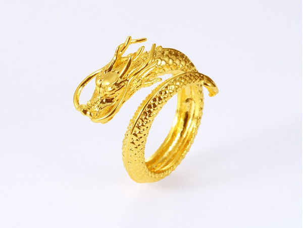 Vietnam Shajin faucet embossed domineering men's opening ring Brass plating 24k gold jewellery euro coin gold jewelry